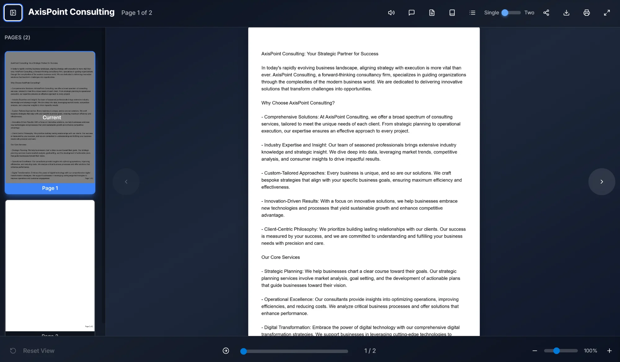 Flipbook main interface showing document viewer