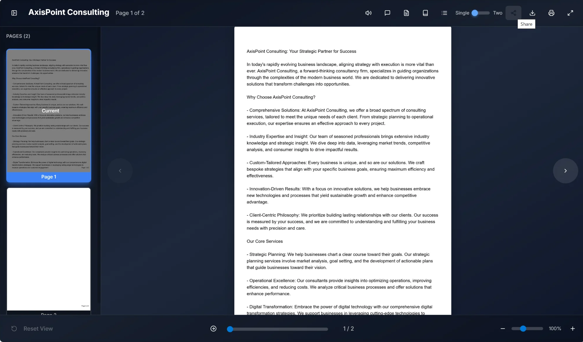 Share button tooltip